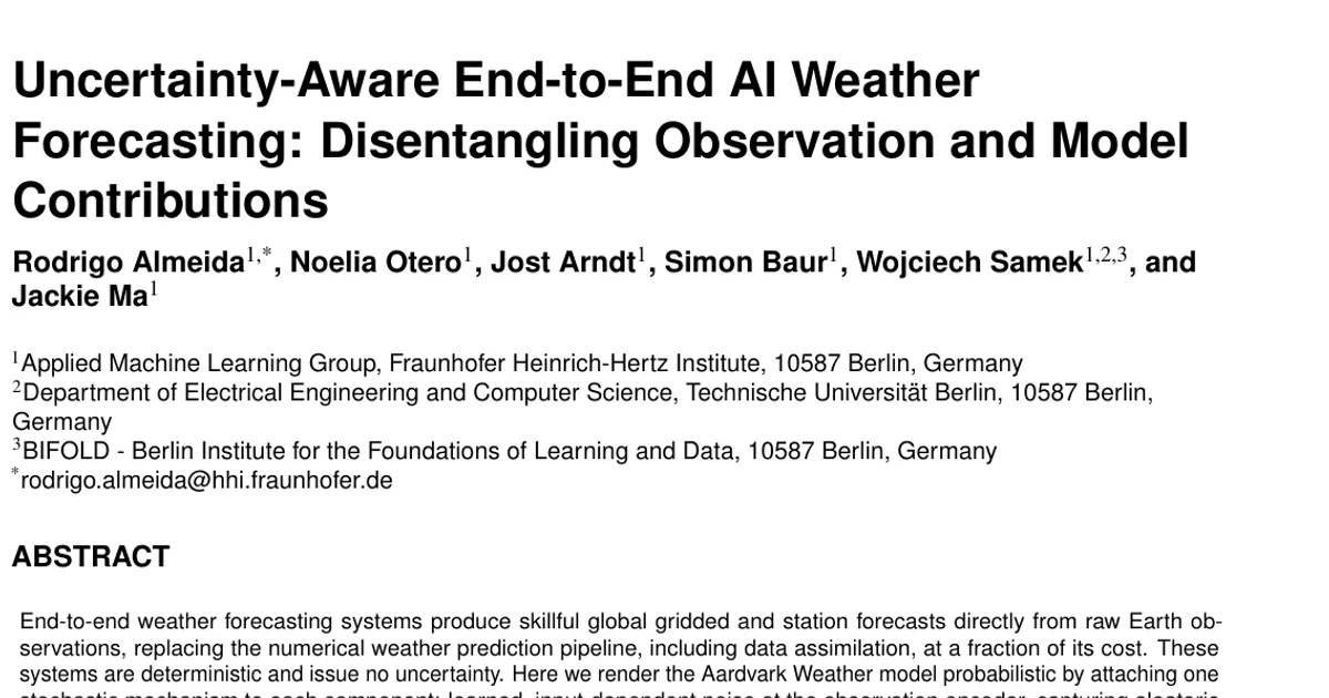 Previsioni meteorologiche end-to-end con IA che tengono conto dell’incertezza: distinguere i contributi delle osservazioni e del modello