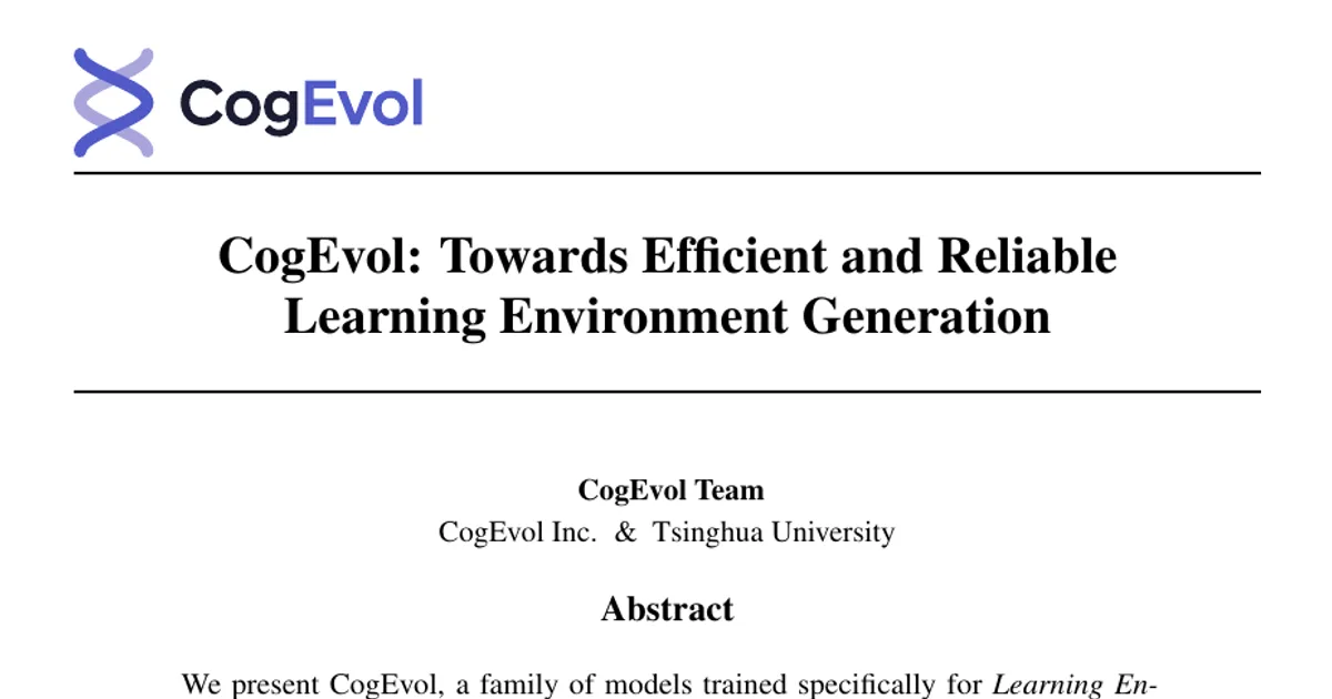 CogEvol: verso una generazione efficiente e affidabile di ambienti di apprendimento