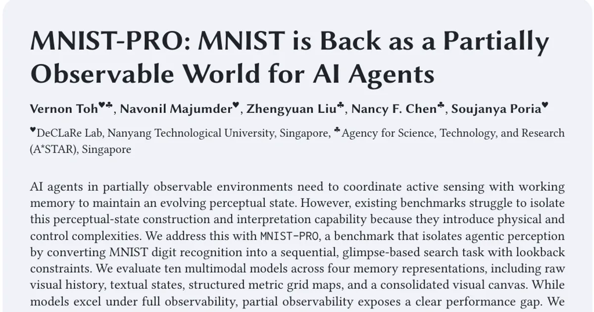 MNIST-PRO: MNIST torna come mondo parzialmente osservabile per gli agenti di IA