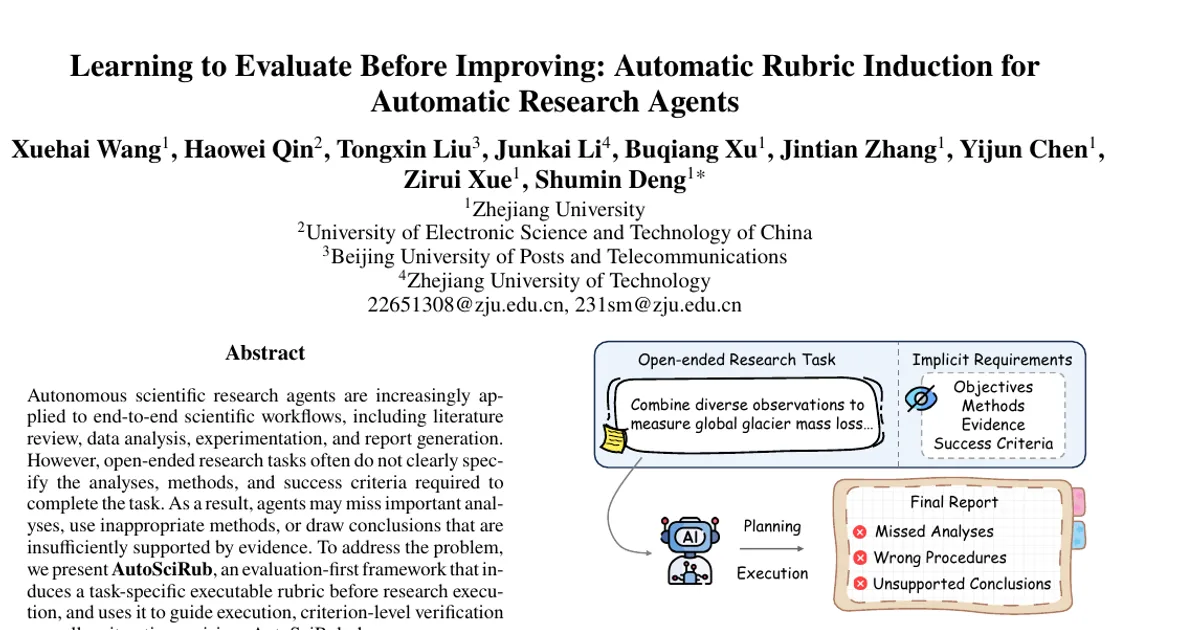 Imparare a valutare prima di migliorare: induzione automatica di griglie di valutazione per agenti di ricerca automatizzati