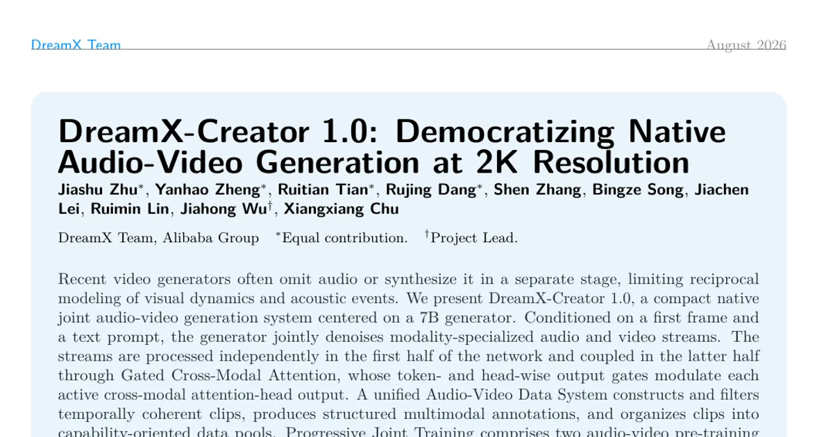 DreamX-Creator: Democratizing Native Audio-Video Generation at 2K Resolution