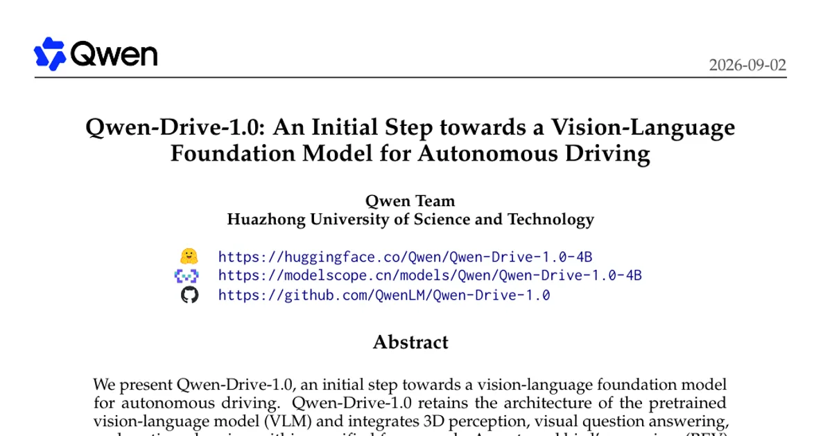Qwen-Drive-1.0: An Initial Step towards a Vision-Language Foundation Model for Autonomous Driving