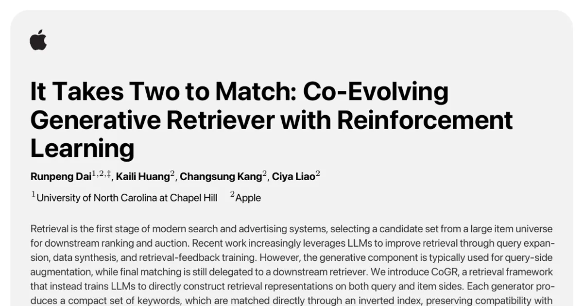 It Takes Two to Match: Co-Evolving Generative Retriever with Reinforcement Learning