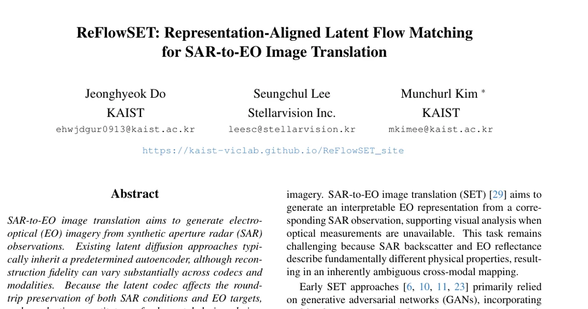 ReFlowSET: Representation-Aligned Latent Flow Matching for SAR-to-EO Image Translation