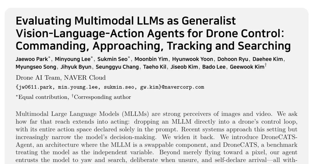 Valutare gli MLLM come agenti generalisti visione-linguaggio-azione per il controllo dei droni: impartire comandi, avvicinarsi, seguire e cercare