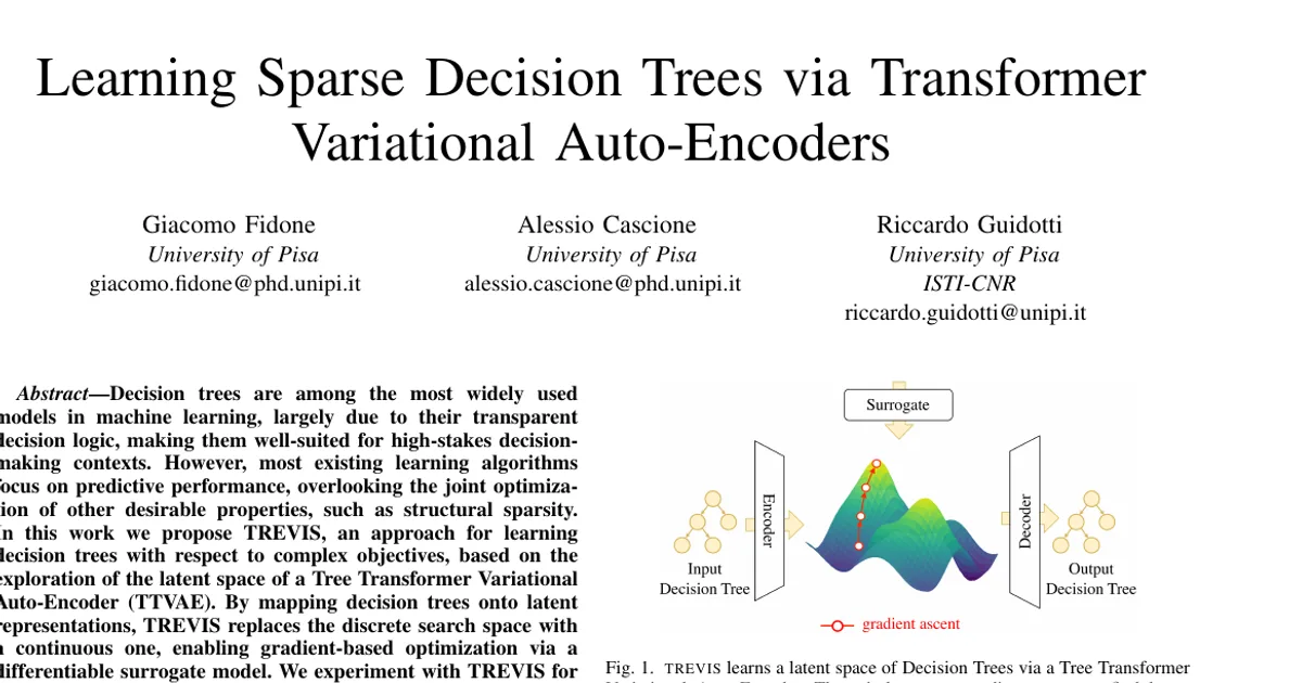 Learning Sparse Decision Trees via Transformer Variational Auto-Encoders