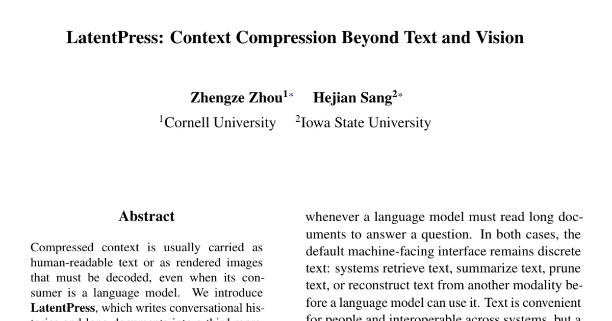 LatentPress: Context Compression Beyond Text and Vision