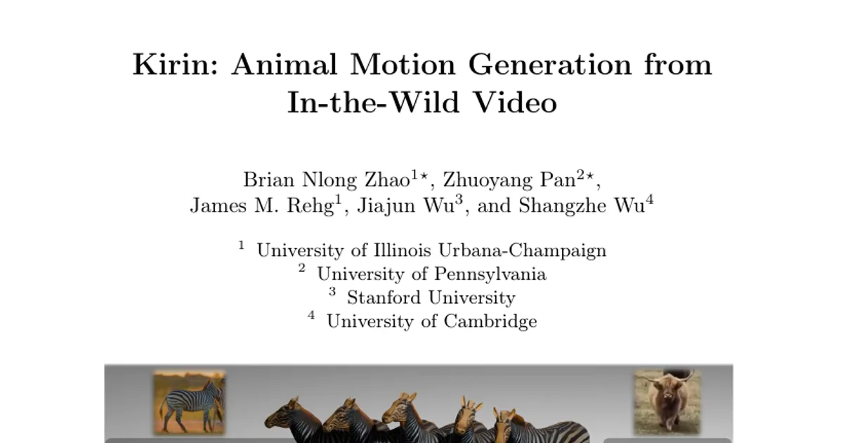 Kirin: Animal Motion Generation from In-the-Wild Video