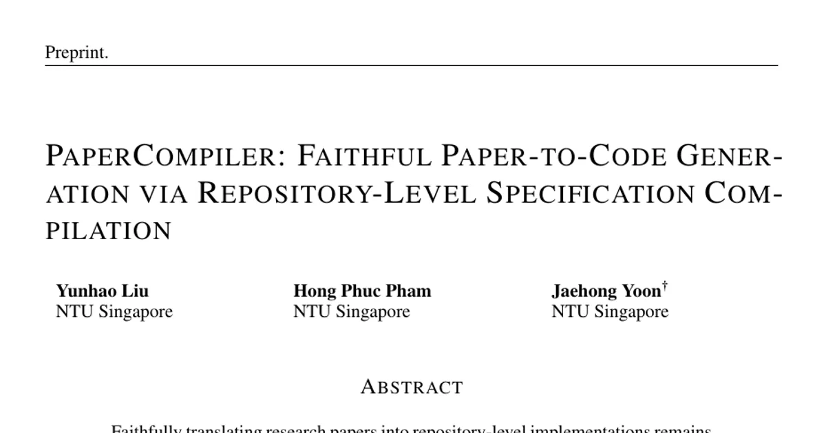 PaperCompiler: generazione fedele di codice a partire da articoli scientifici mediante la compilazione di specifiche a livello di repository