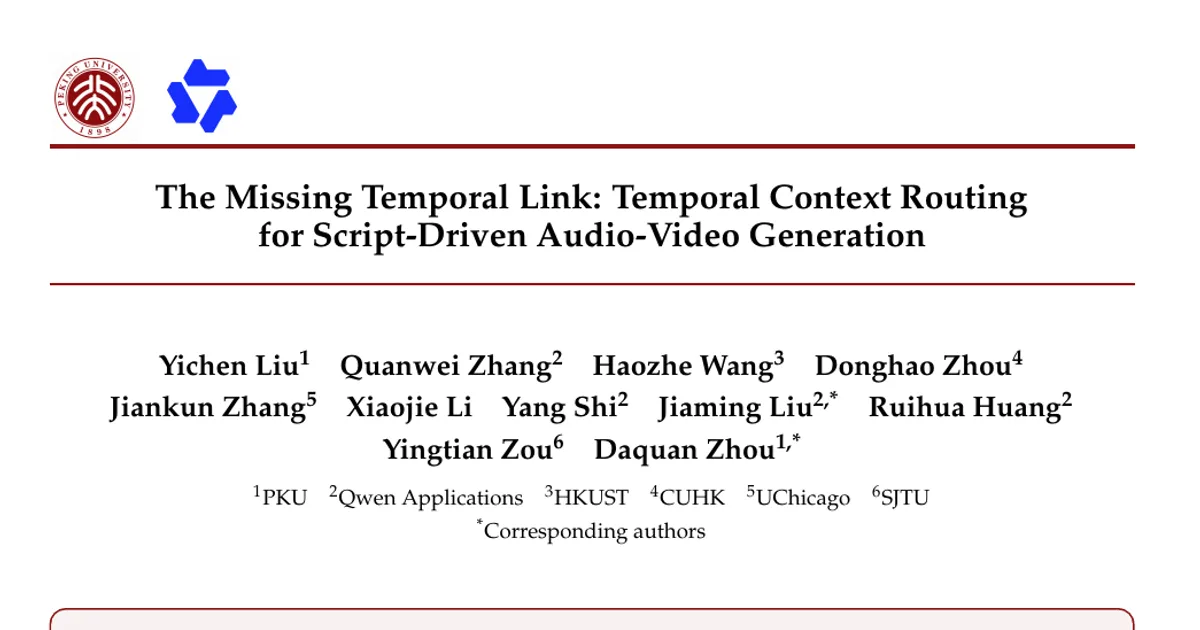 L’anello temporale mancante: Temporal Context Routing per la generazione audio-video guidata da un copione
