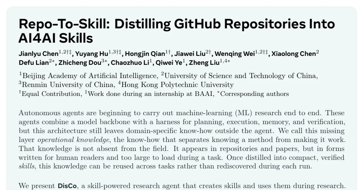 Repo-To-Skill: dai repository GitHub alle skill AI4AI