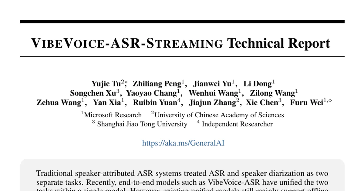 VibeVoice-ASR-Streaming Technical Report