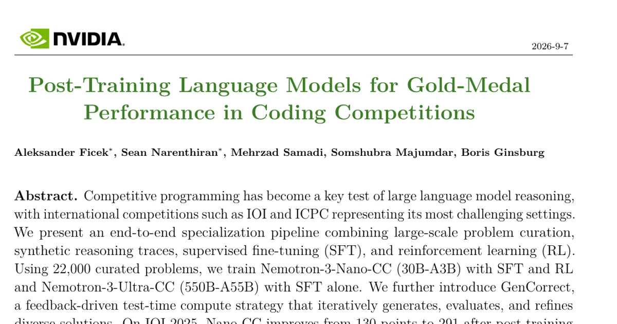 Post-addestramento dei modelli linguistici per prestazioni da medaglia d’oro nelle competizioni di programmazione