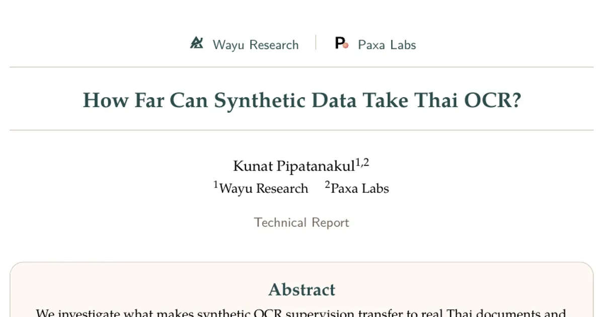 Fin dove possono arrivare i dati sintetici nell’OCR del thailandese?