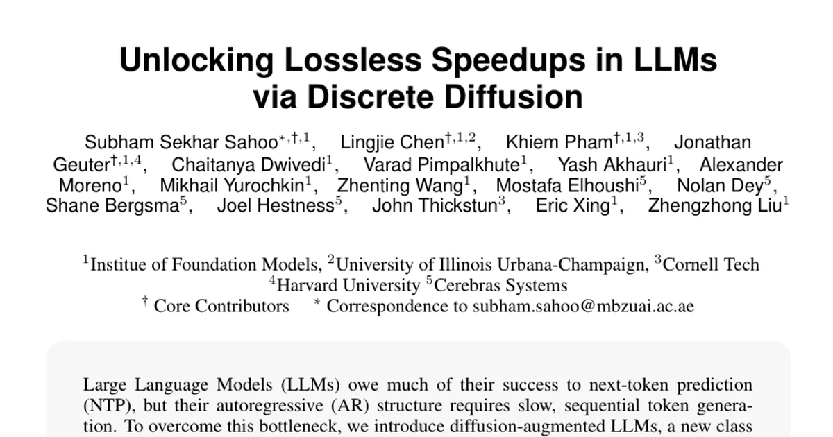 Unlocking Lossless Speedups in LLMs via Discrete Diffusion
