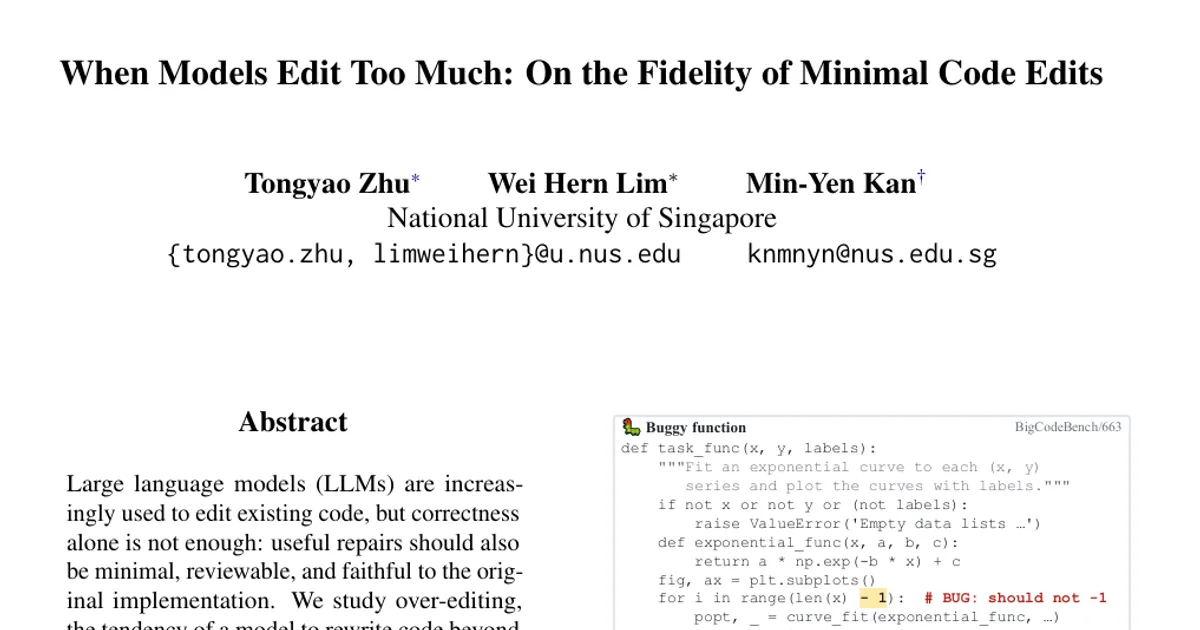 When Models Edit Too Much: On the Fidelity of Minimal Code Edits