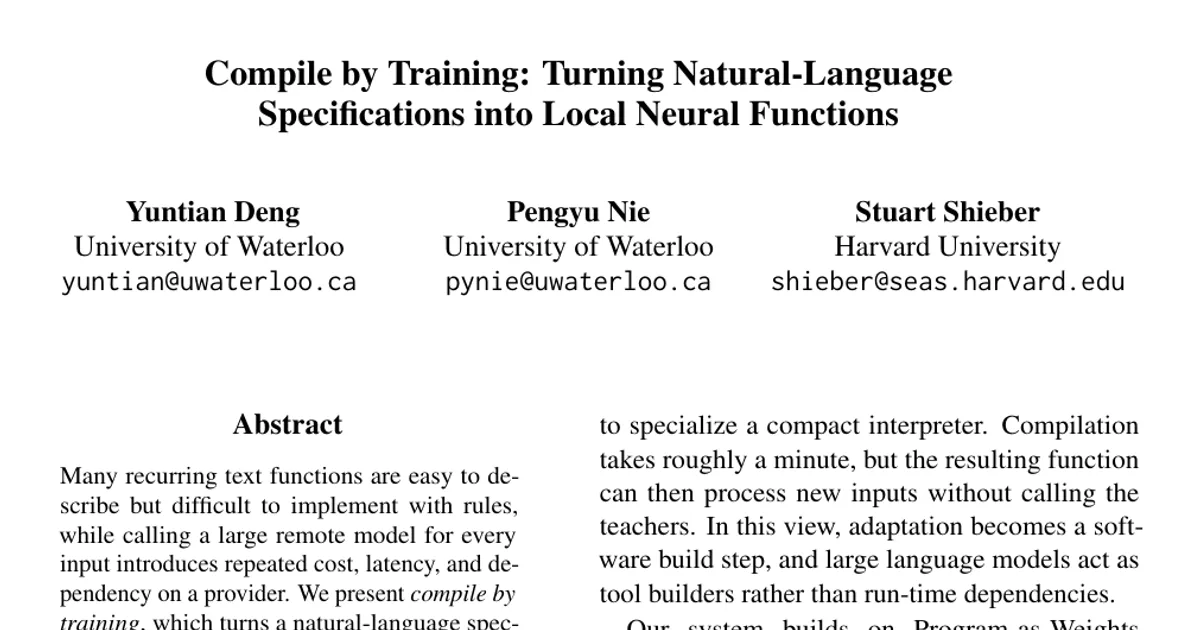 Compilare addestrando: trasformare specifiche in linguaggio naturale in funzioni neurali locali
