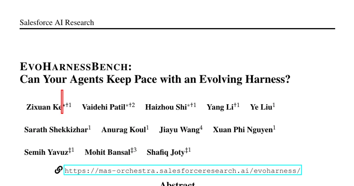 EvoHarnessBench: i tuoi agenti riescono a tenere il passo con un harness in evoluzione?