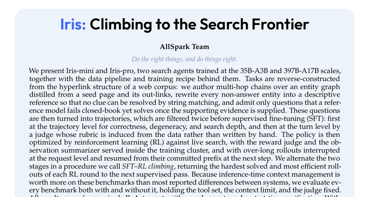 Iris: Climbing to the Search Frontier
