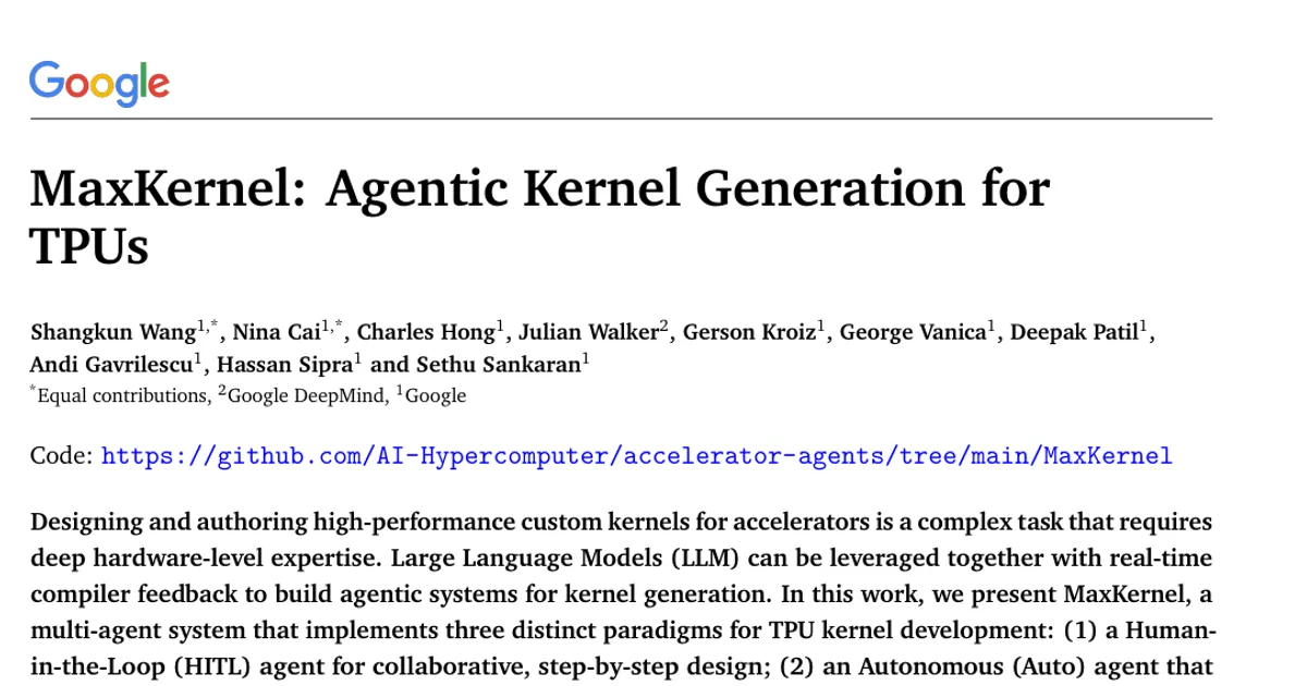 MaxKernel: generazione agentica di kernel per TPU