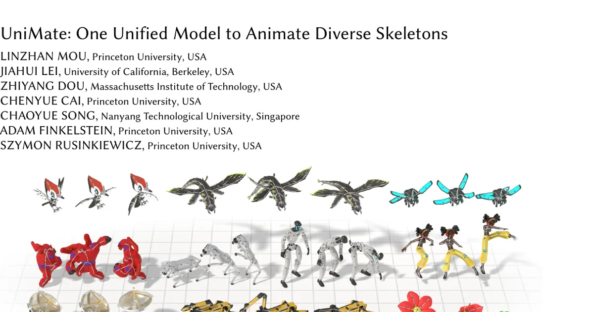 UniMate: un modello unificato per animare scheletri diversi