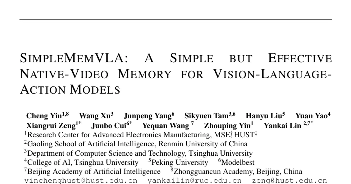 SimpleMemVLA: A Simple but Effective Native-Video Memory for Vision-Language-Action Models