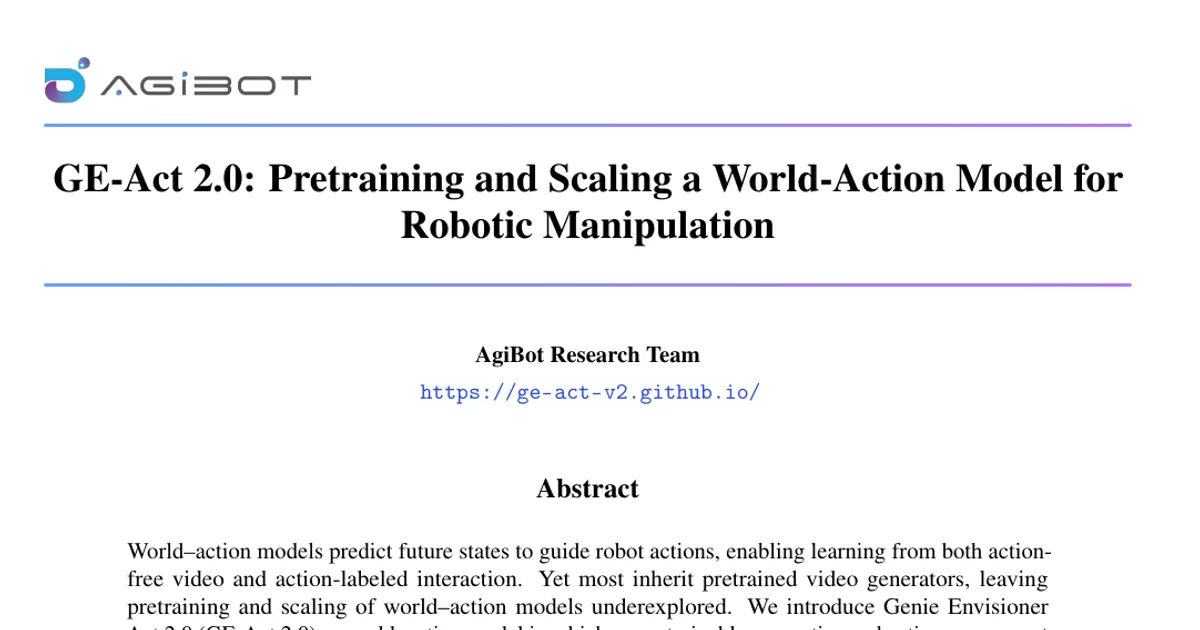 GE-Act 2.0: Pretraining and Scaling a World-Action Model for Robotic Manipulation