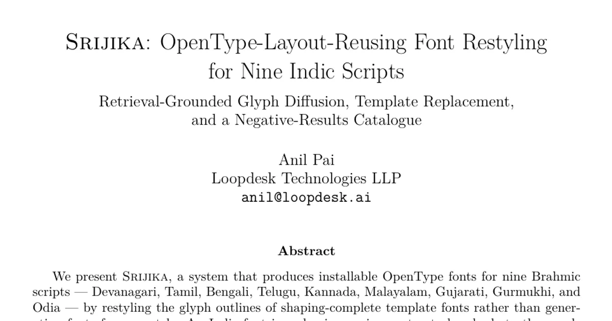 Srijika: restyling dei font per nove scritture indiane mediante il riutilizzo del layout OpenType
