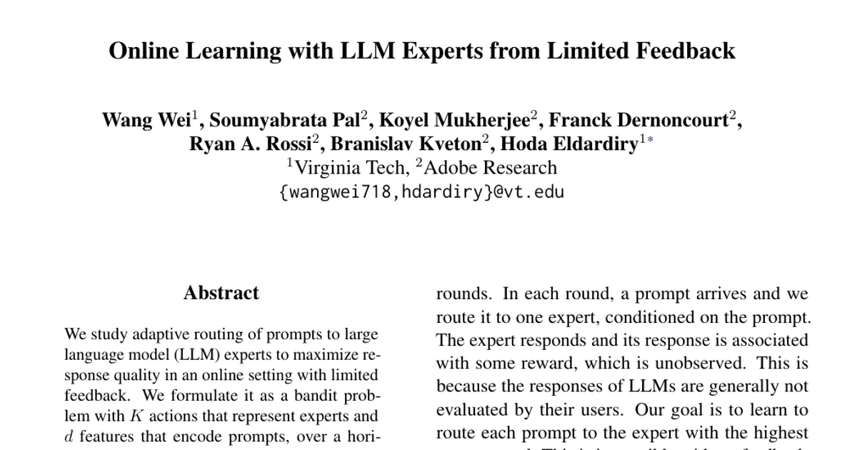 Online Learning with LLM Experts from Limited Feedback