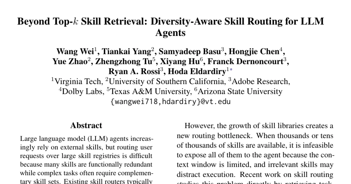 Beyond Top-$k$ Skill Retrieval: Diversity-Aware Skill Routing for LLM Agents