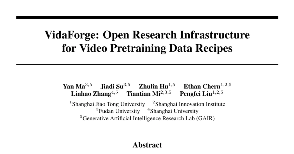VidaForge: un’infrastruttura aperta per la ricerca sulle ricette di preparazione dei dati per il preaddestramento su video