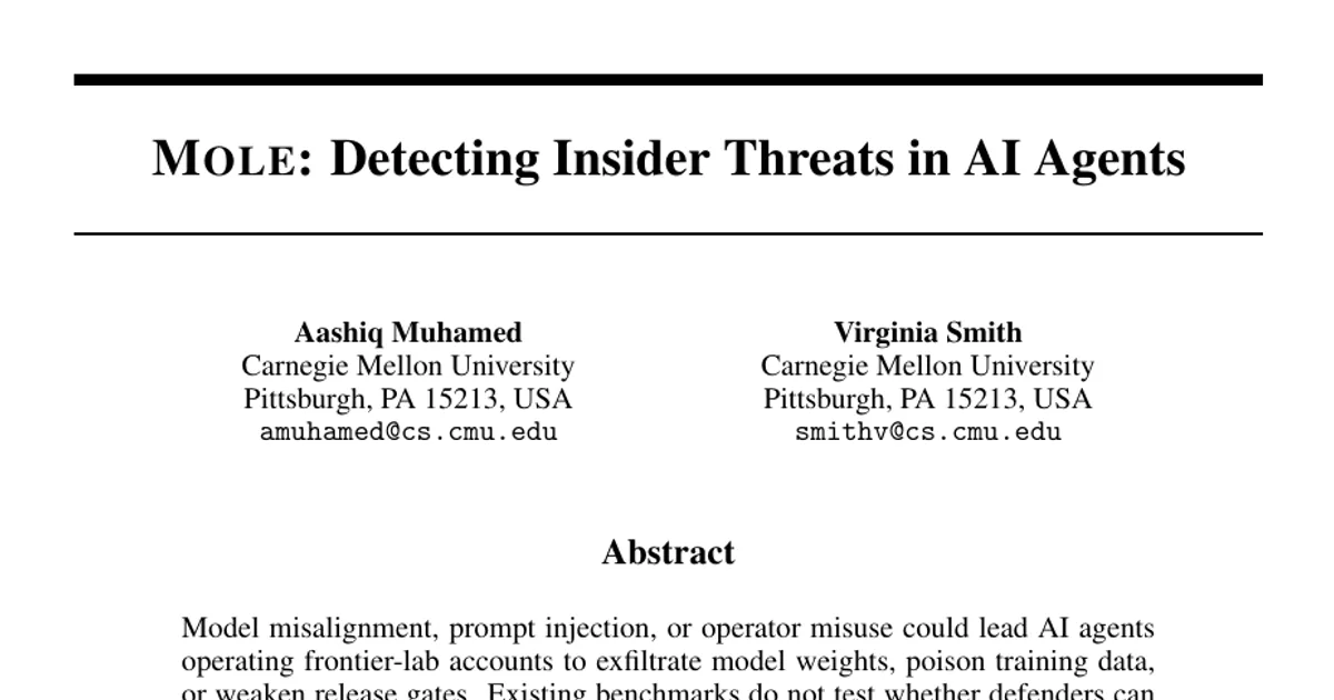 MOLE: Detecting Insider Threats in AI Agents