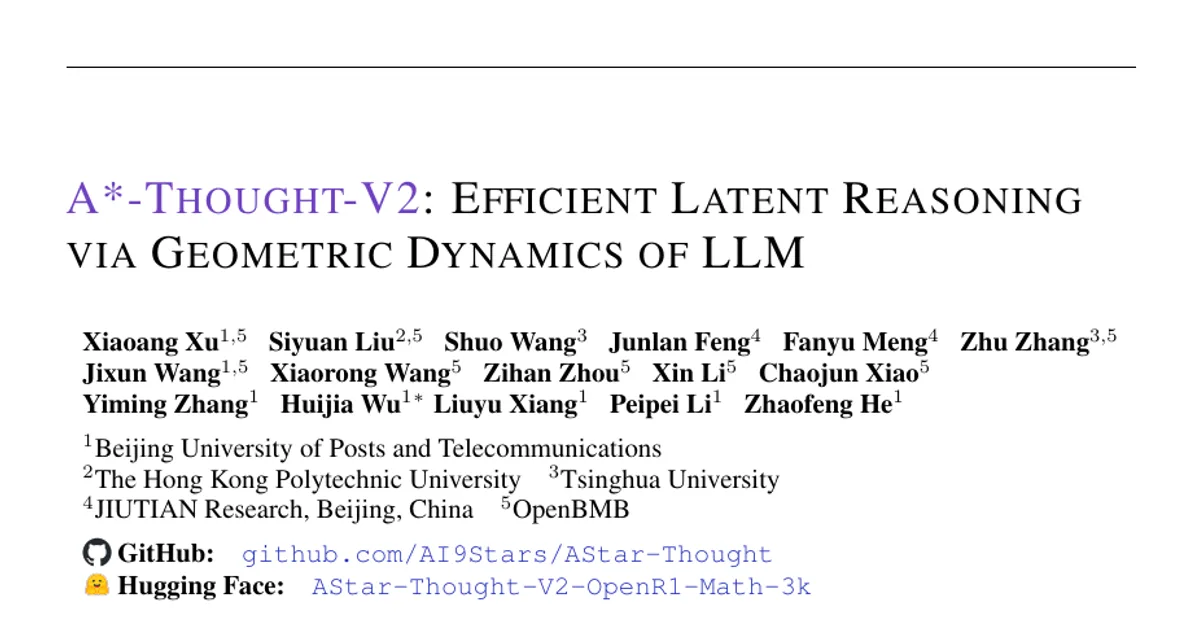 A*-Thought-V2: Efficient Latent Reasoning via Geometric Dynamics of LLM