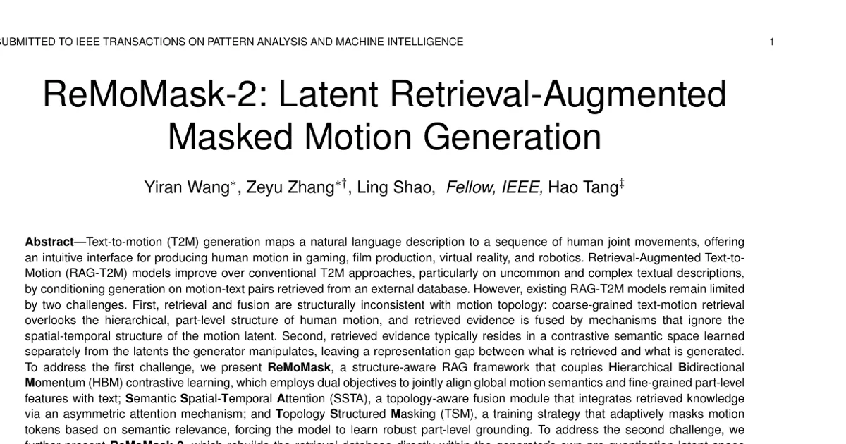 ReMoMask-2: generazione mascherata di movimenti potenziata dal recupero nello spazio latente