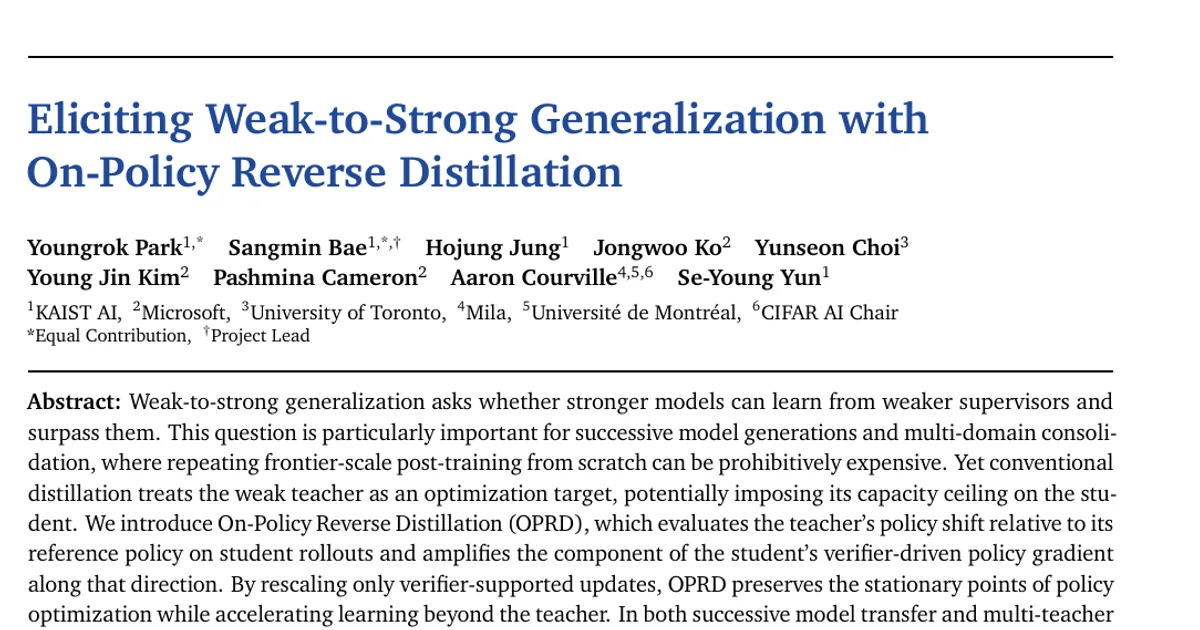Eliciting Weak-to-Strong Generalization with On-Policy Reverse Distillation