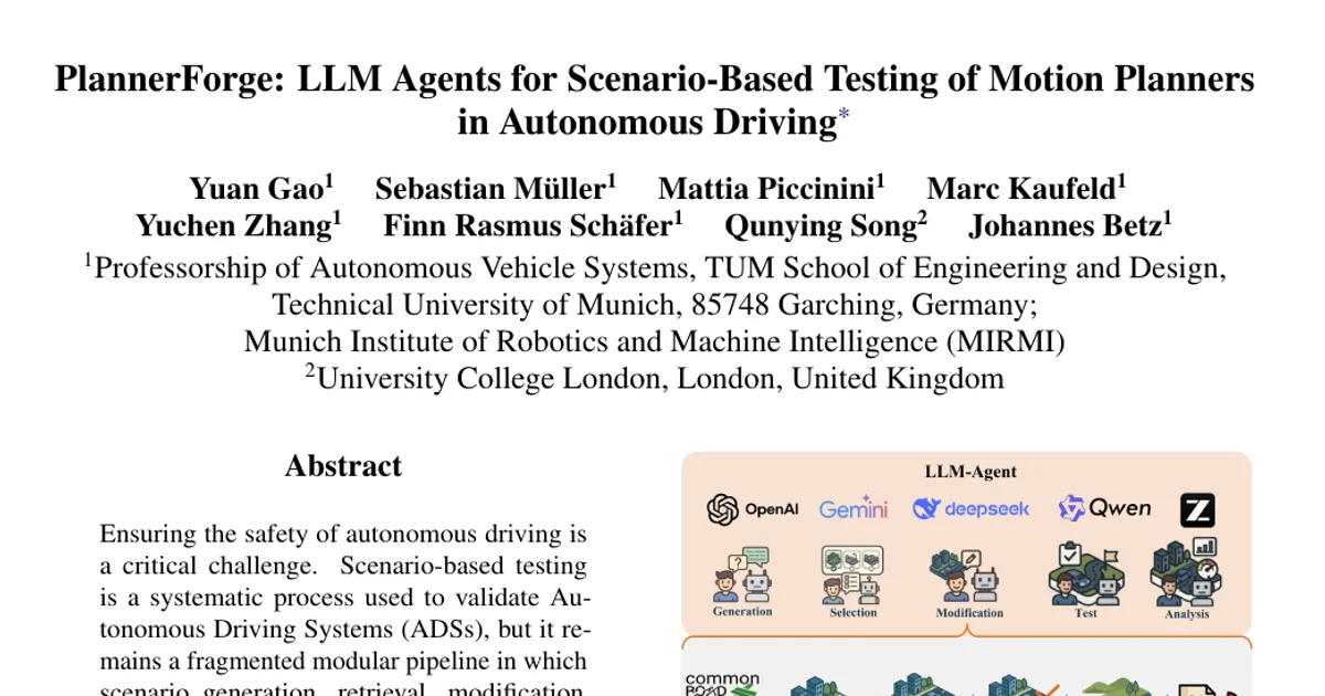 PlannerForge: LLM Agents for Scenario-Based Testing of Motion Planners in Autonomous Driving