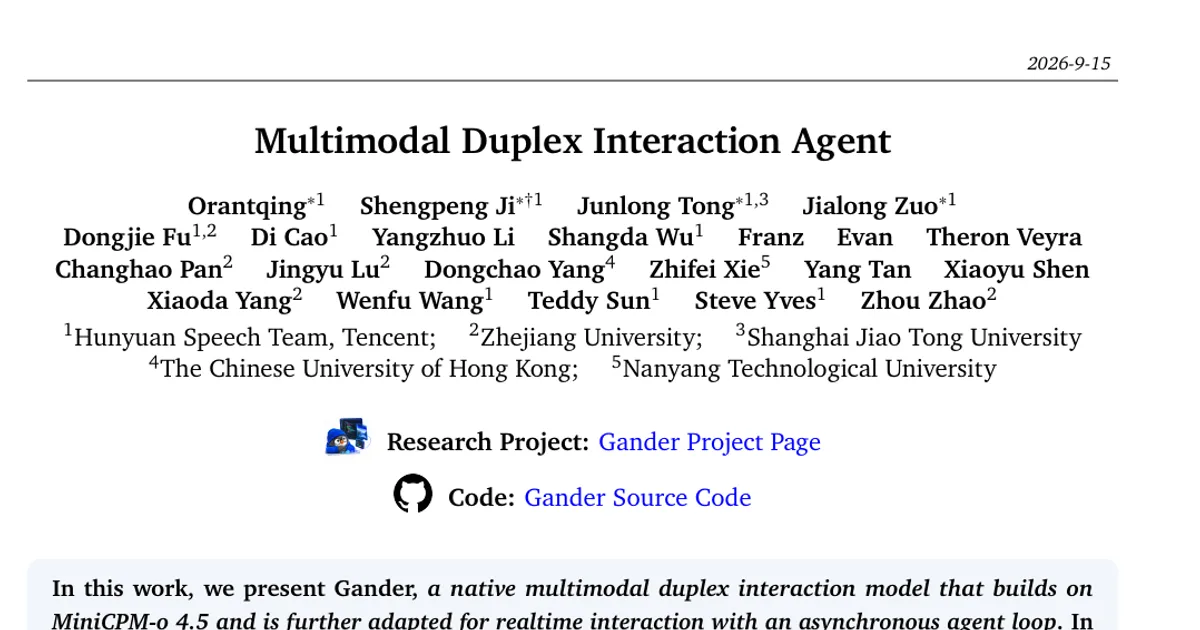 Multimodal Duplex Interaction Agent