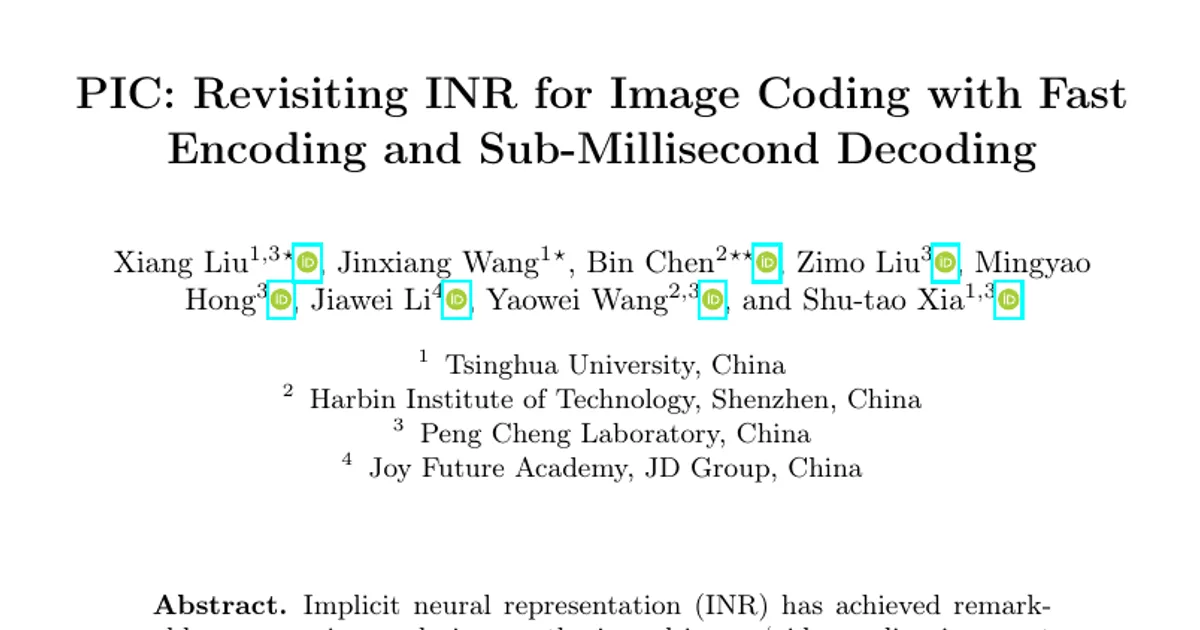 PIC: Ripensare l’INR per la codifica delle immagini, con codifica rapida e decodifica in meno di un millisecondo