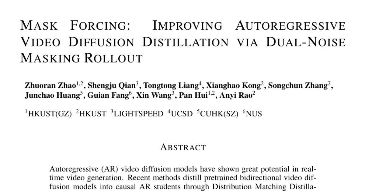 Mask Forcing: Improving Autoregressive Video Diffusion Distillation via Dual-Noise Masking Rollout