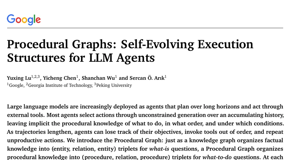 Procedural Graphs: Self-Evolving Execution Structures for LLM Agents