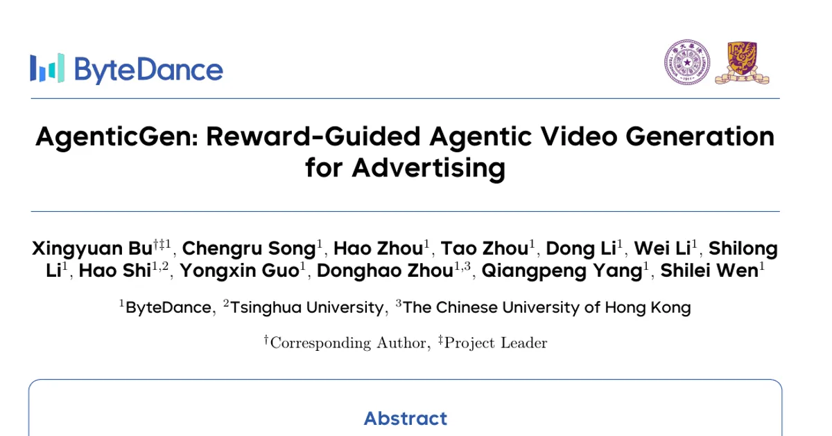 AgenticGen: generazione agentica di video pubblicitari guidata da ricompense