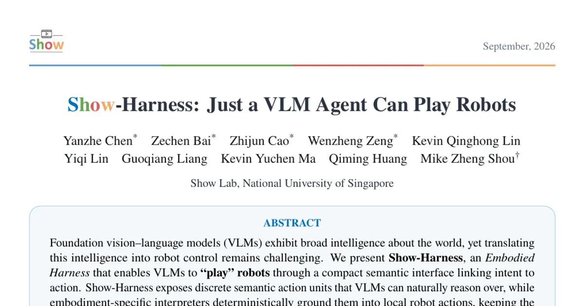 Show-Harness: basta un agente VLM per «giocare» con i robot