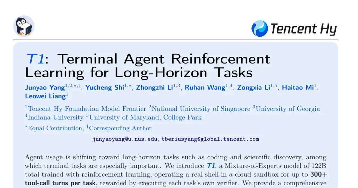 T1: Terminal Agent Reinforcement Learning for Long-Horizon Tasks