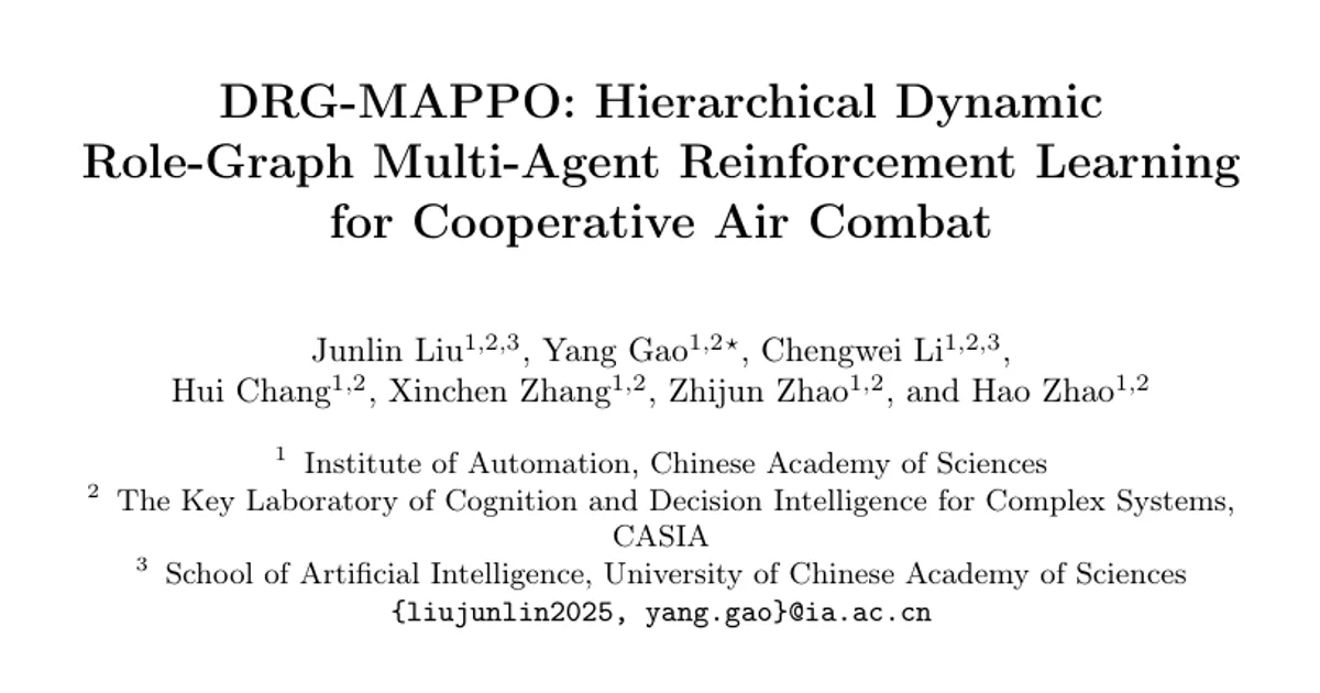 DRG-MAPPO: apprendimento per rinforzo multiagente gerarchico con grafo dinamico dei ruoli per il combattimento aereo cooperativo