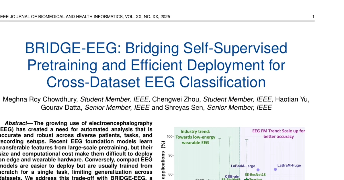 BRIDGE-EEG: un ponte tra il preaddestramento autosupervisionato e l’impiego efficiente nella classificazione EEG tra dataset