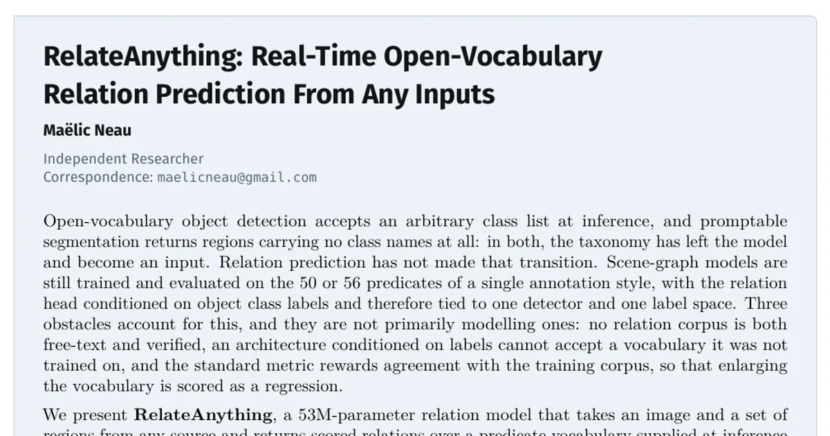RelateAnything: predizione in tempo reale delle relazioni a vocabolario aperto da input di qualsiasi tipo
