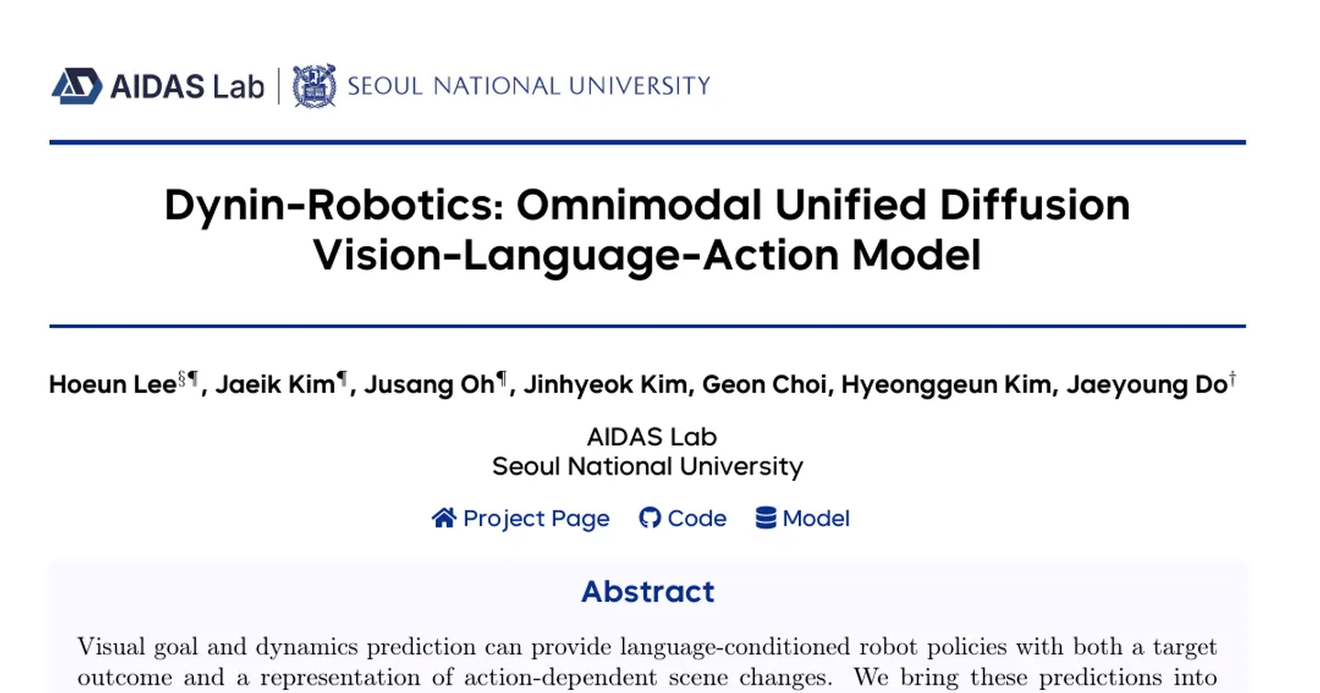Dynin-Robotics: Omnimodal Unified Diffusion Vision-Language-Action Model