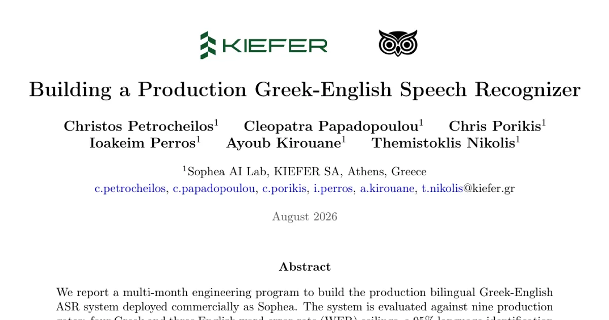 Realizzare un sistema di riconoscimento vocale greco-inglese per l’uso in produzione