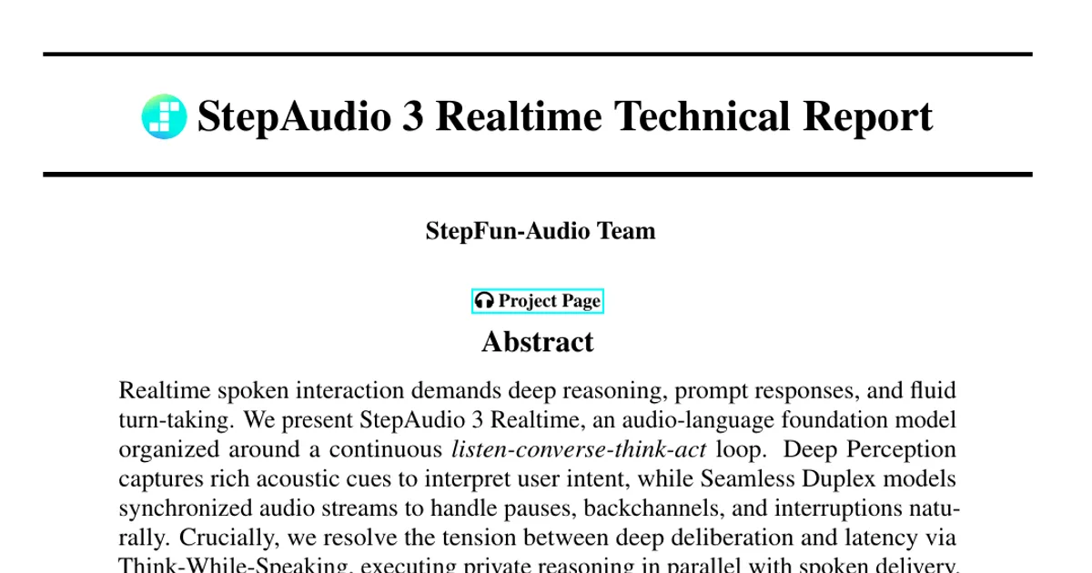 StepAudio 3 Realtime Technical Report