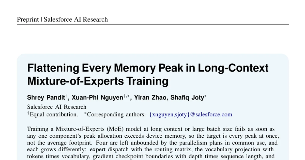 Flattening Every Memory Peak in Long-Context Mixture-of-Experts Training
